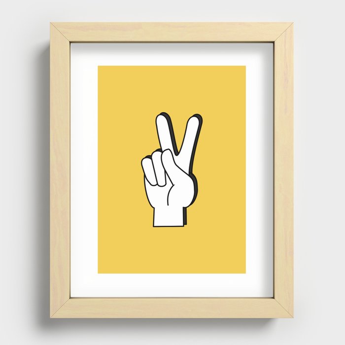 Peace Sign yellow Recessed Framed Print
