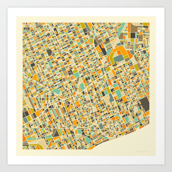 Detroit Map Kunstdrucke Detroit Map Kunstdrucke
