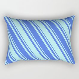 [ Thumbnail: Royal Blue & Turquoise Colored Lined/Striped Pattern Rectangular Pillow ]