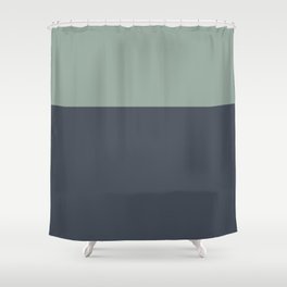 Navy Gray Blue Green Celadon Sage Minimalist Solid Stripe Color Block Pattern Shower Curtain