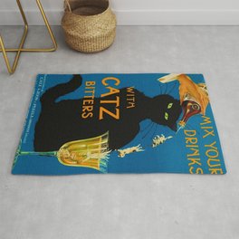 Mix Your Drinks with Catz (Cats) Bitters Aperitif Liquor Vintage Advertising Poster Rug