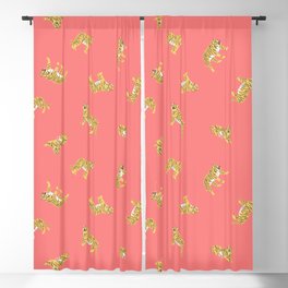 Year of the Tiger in Vibrant Coral Blackout Curtain