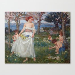 John William Waterhouse - A Song of Springtime Canvas Print
