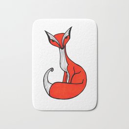 Fox Bath Mat | Red, Fox, Ink Pen, Animal, Watercolor, Line, Drawing, Hood, Digital, Pen 