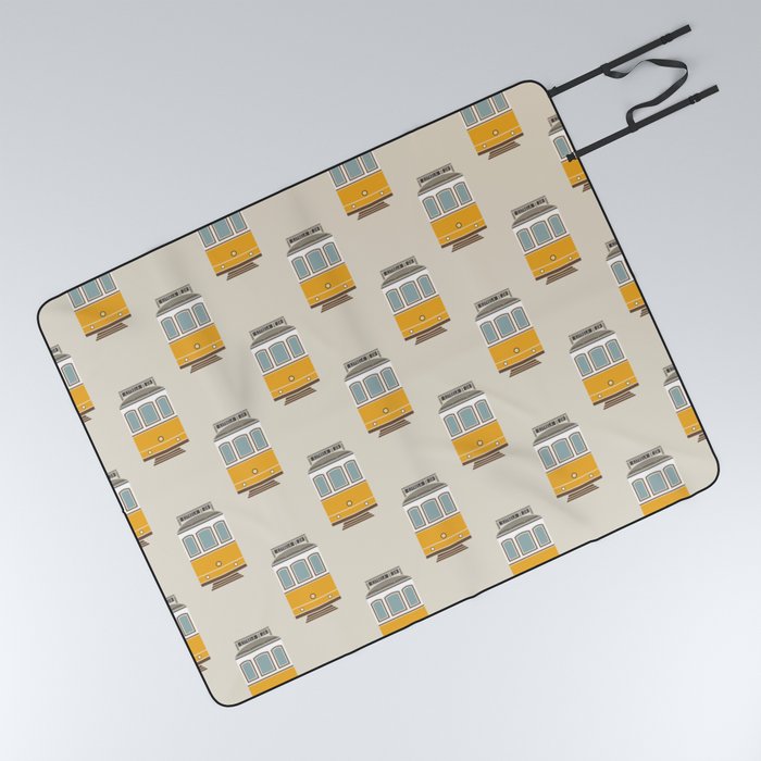 Lisbon Tram Pattern Picnic Blanket