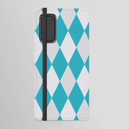 Blue And Silver Grey Diamond Argyle Pattern Android Wallet Case