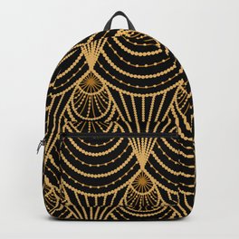 Art-Deco Golden Pattern on Black Backpack