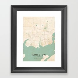 Kingston, Canada - Vintage Map Framed Art Print