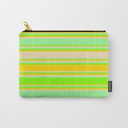 [ Thumbnail: Green, Chartreuse, Yellow & Tan Colored Stripes/Lines Pattern Carry-All Pouch ]