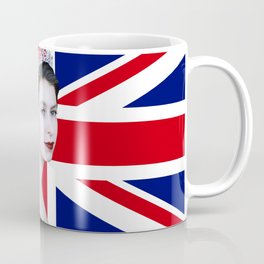 QUEEN ELIZABETH II - The Young Queen with British Flag Coffee Mug