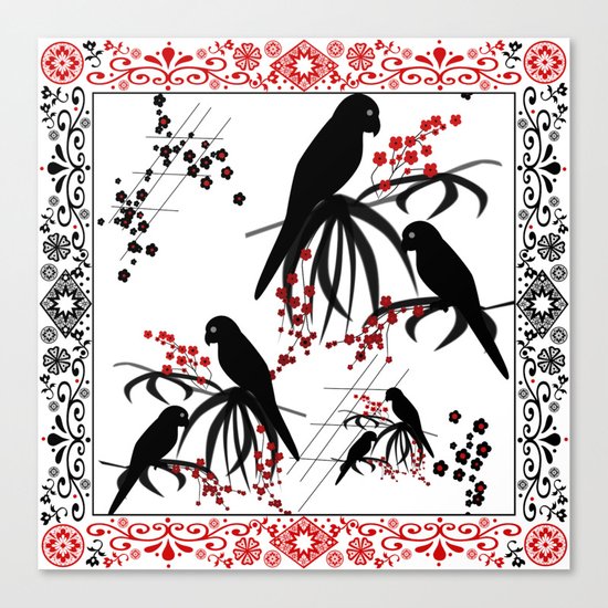 A series of " Favorite pillow "Parrots 1 Canvas Print