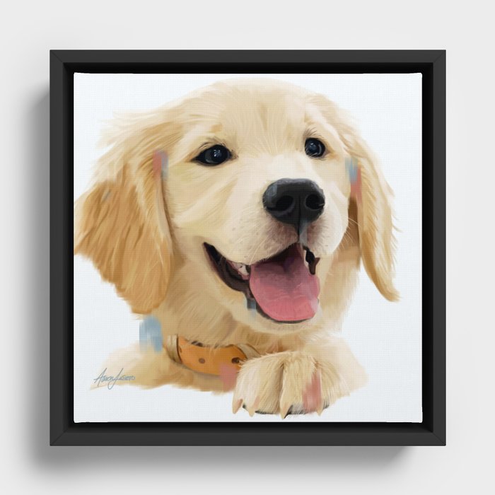 Golden Retriever Pup Framed Canvas