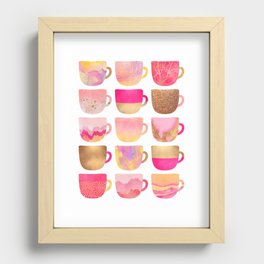 Pretty Pink Coffee Cups Recessed Framed Print