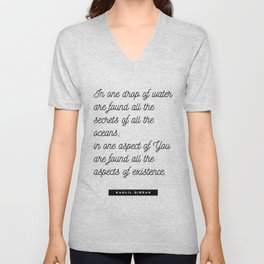 One drop of water - Kahlil Gibran Quote - Literature - Typography Print 2 V Neck T Shirt