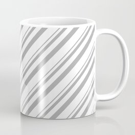 [ Thumbnail: Dark Gray & White Colored Lined Pattern Coffee Mug ]