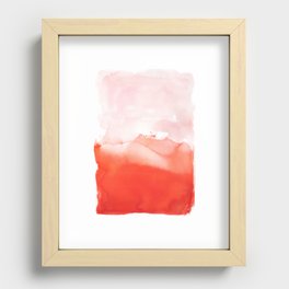 Pink Red Color Block Abstract | Interior Design Watercolor Recessed Framed Print