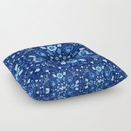 Oriental Damask Tile Shades of blue Floor Pillow