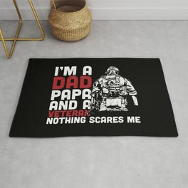 Dad Papa And Veteran Nothing Scares Me Area & Throw Rug