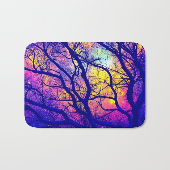 Black Trees Deep Bright & Colorful Space Bath Mat