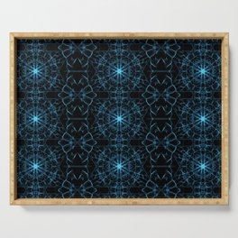 Liquid Light Series 10 ~ Blue Abstract Fractal Pattern Serving Tray
