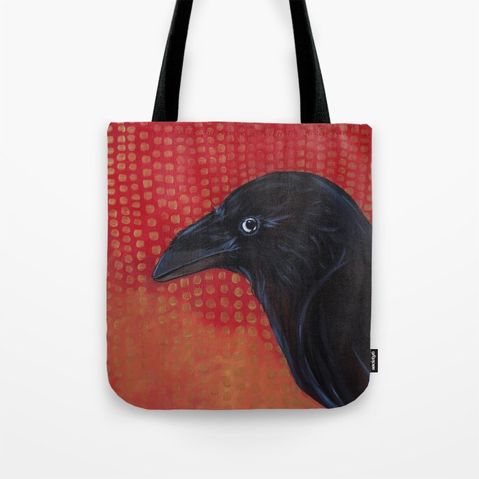 Crow In Red Tote Bag