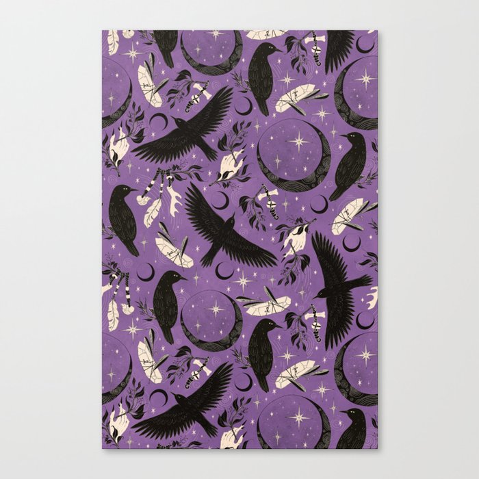 Raven Tarot Purple  Canvas Print