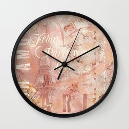 From Paris With Love In Salmon-Rosé Wall Clock