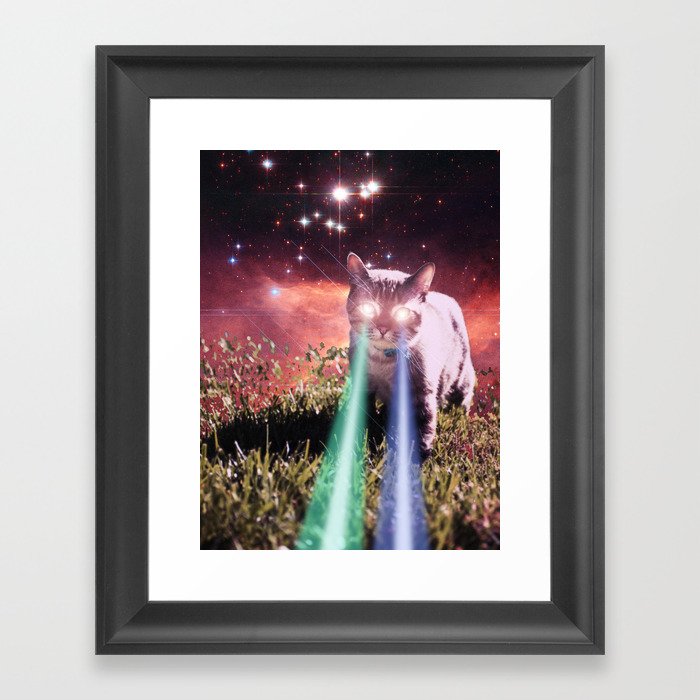 Mega Space Cat Rising Framed Art Print