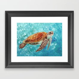 Turtle Swimming Framed Art Print