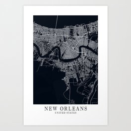 New Orleans - Us Elegant City Map 000814 Art Print