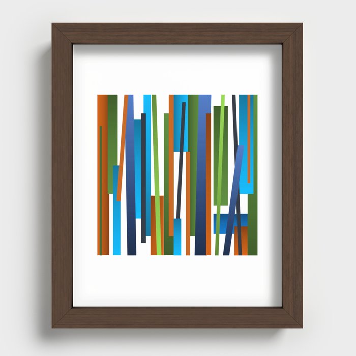 Lines | Green Recessed Framed Print