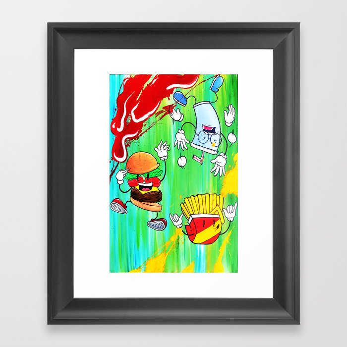 Burger Fries and Soda Framed Art Print