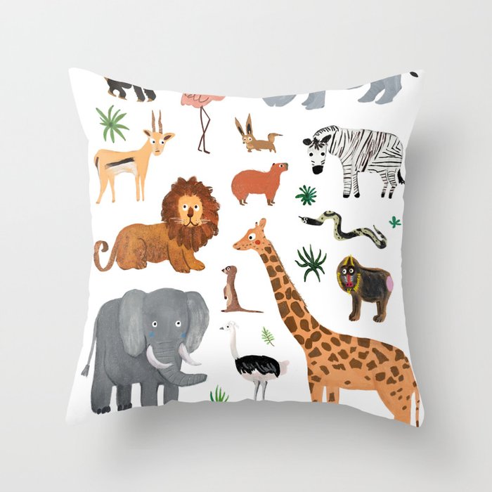 Safari Animals Throw Pillow