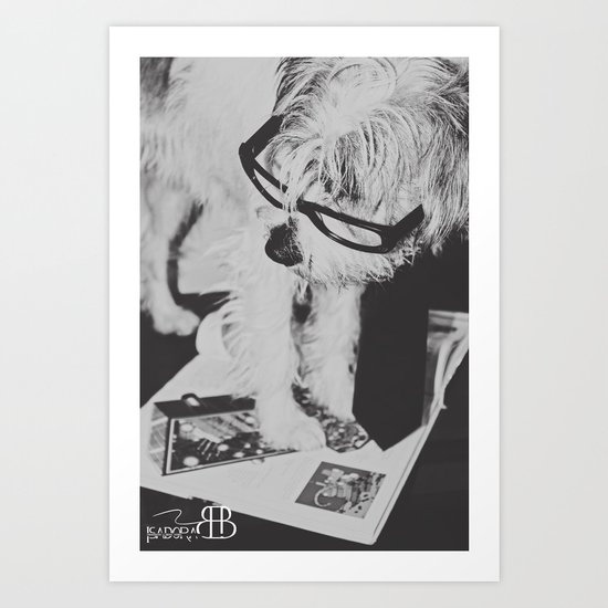 reading dog Art Print