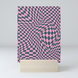 Chequerboard Pattern - Pink Blue Mini Art Print