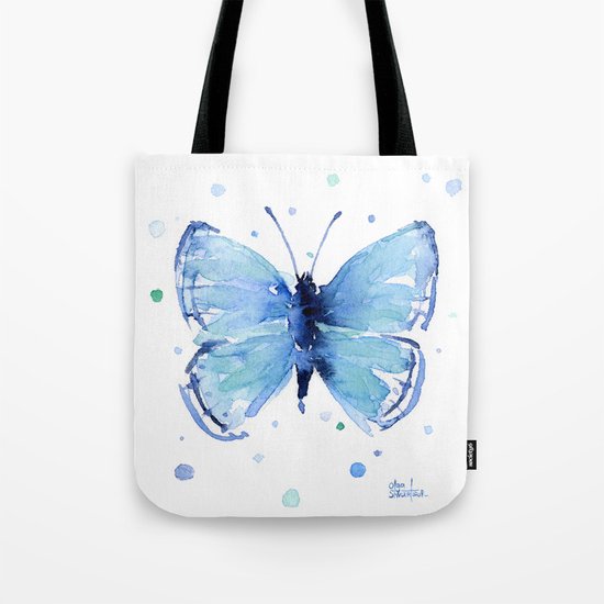 Blue Butterfly Watercolor Butterflies Animals Tote Bag