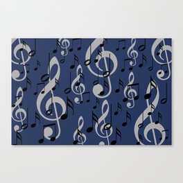 Clef and Music Notes blue background Canvas Print
