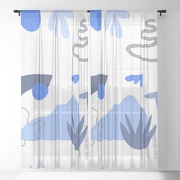 Blue Beach Vibes Matisse Inspired Sheer Curtain