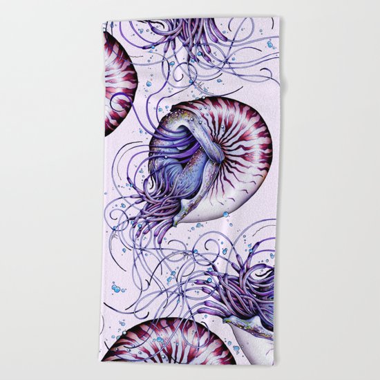 Still Nautilistening Beach Towel