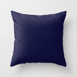 [ Thumbnail: Midnight Blue and Black Colored Pattern of Stripes Throw Pillow ]