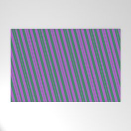 [ Thumbnail: Sea Green and Orchid Colored Stripes/Lines Pattern Welcome Mat ]