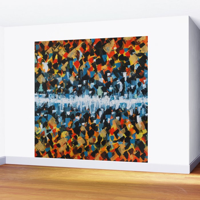 Fire And Ice Abstract Painting Warm And Cool Colors Wall Mural By