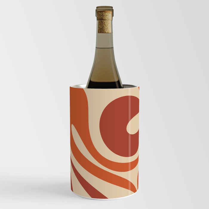Mod Swirl Retro Abstract Pattern in Mid Mod Burnt Orange Rust Beige Wine Chiller