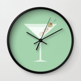 Vintage Mint Green Martini with Olives Wall Clock