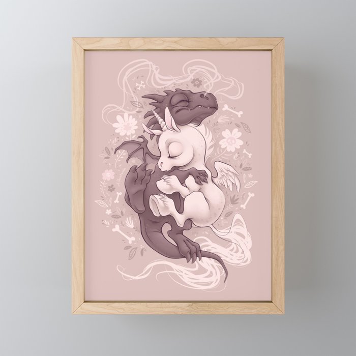 Dragon and Unicorn Framed Mini Art Print