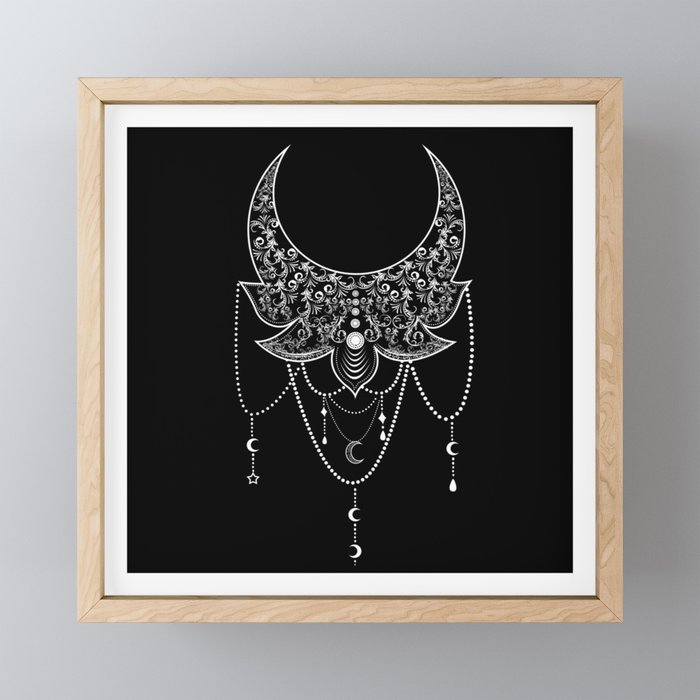 Tarot Card Occult Crescent Moon Phase Satan Gothic Framed Mini Art Print