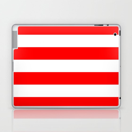 Australian Flag Red and White Wide Horizontal Cabana Tent Stripe Laptop & iPad Skin