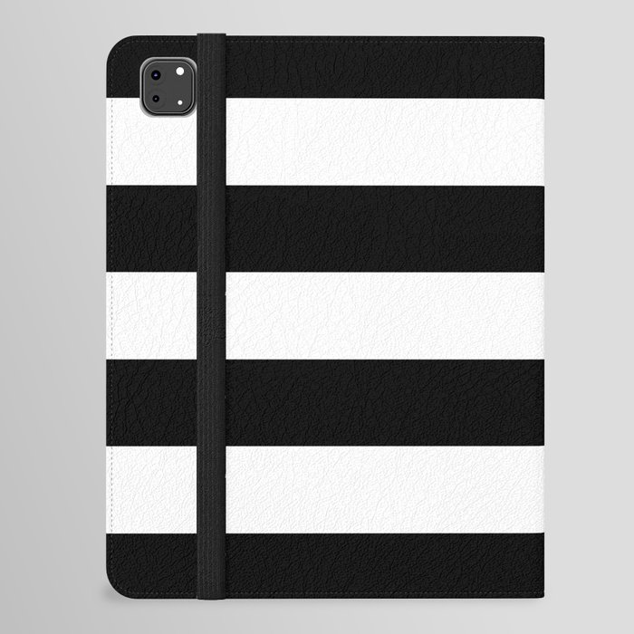 Stripe Black And White Horizontal Line Bold Minimalist Cabana Stripes Lines Drawing iPad Folio Case