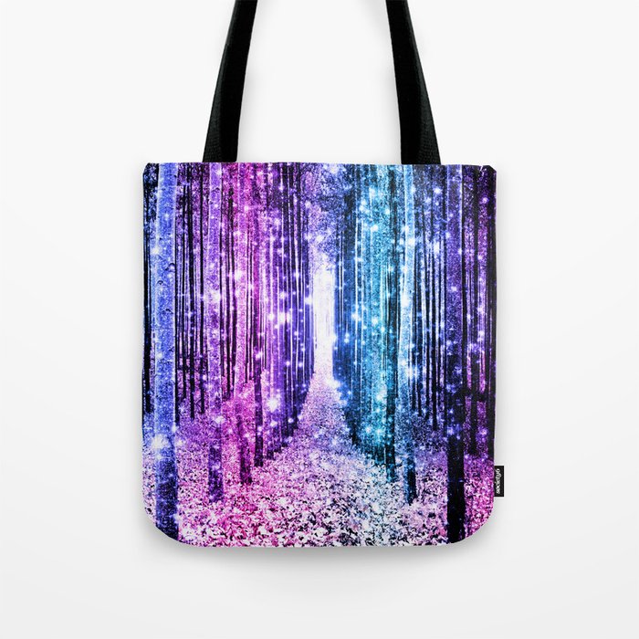 Magical Forest Aqua Periwinkle Purple Pink Ombre Sparkle Tote Bag By Vintageby2sweet