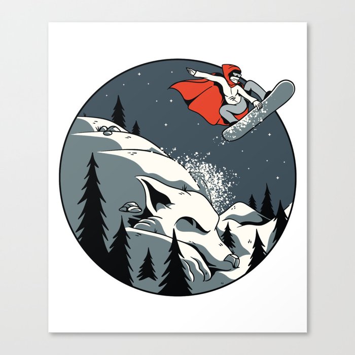 Red Hood Snowboard Canvas Print